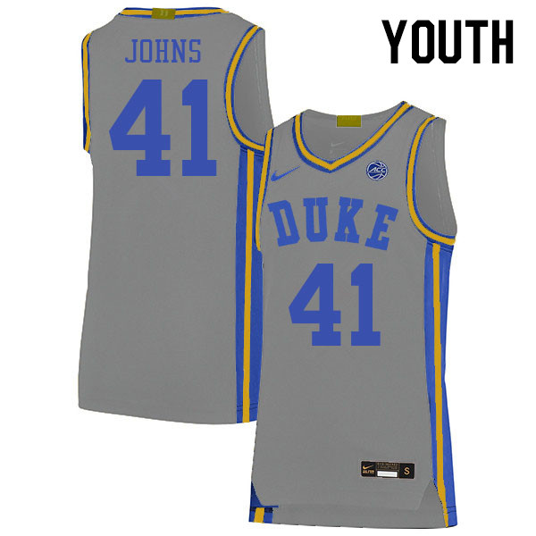 Youth #41 Max Johns Duke Blue Devils 2022-23 College Stitched Basketball Jerseys Sale-Gray